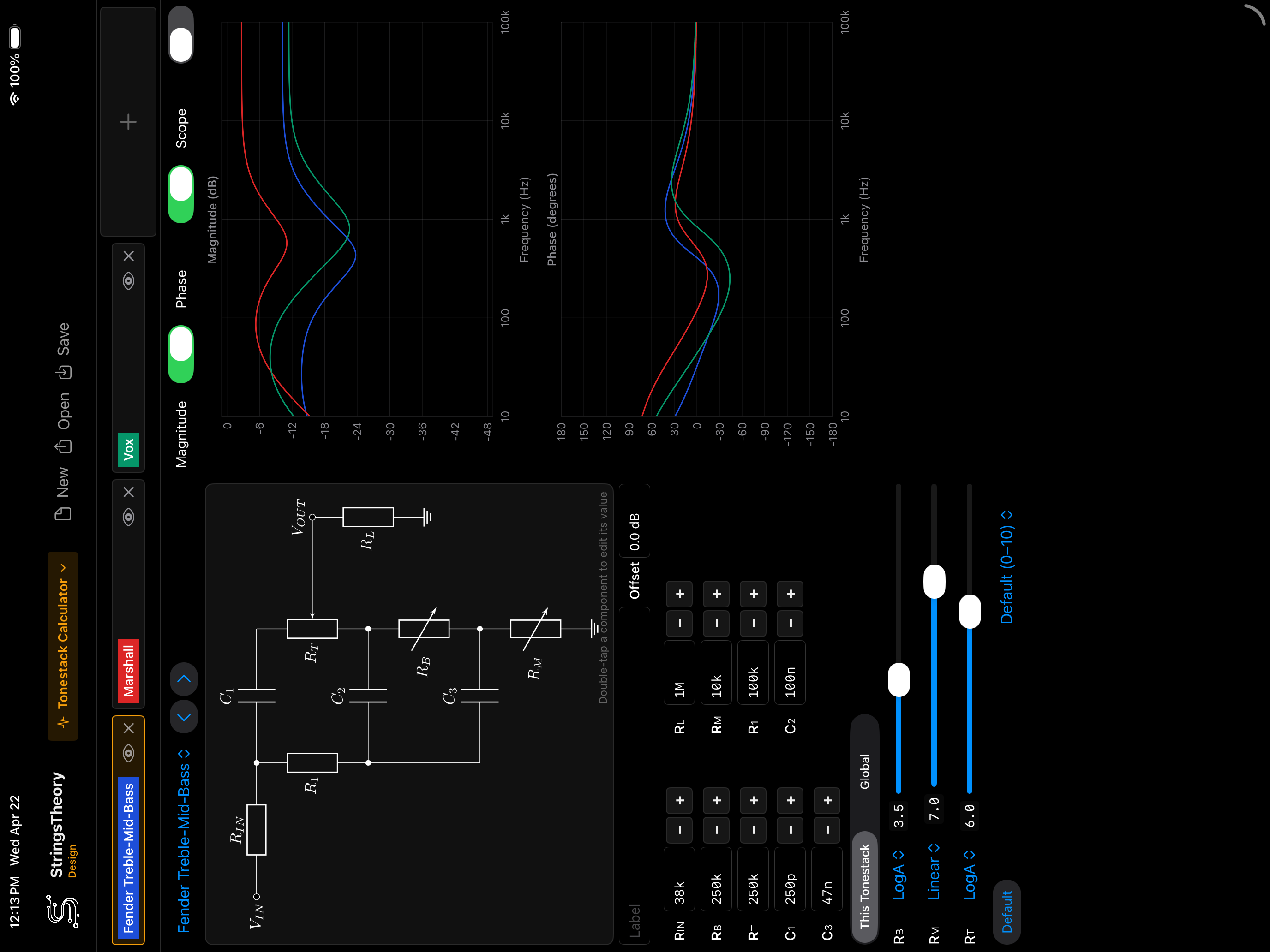 Tonestack Calculator on iPad