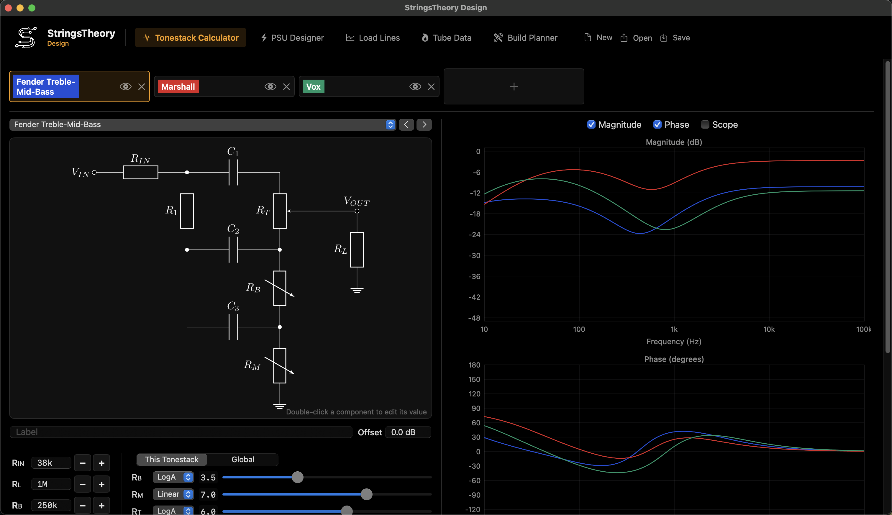StringsTheory Design Tonestack Calculator