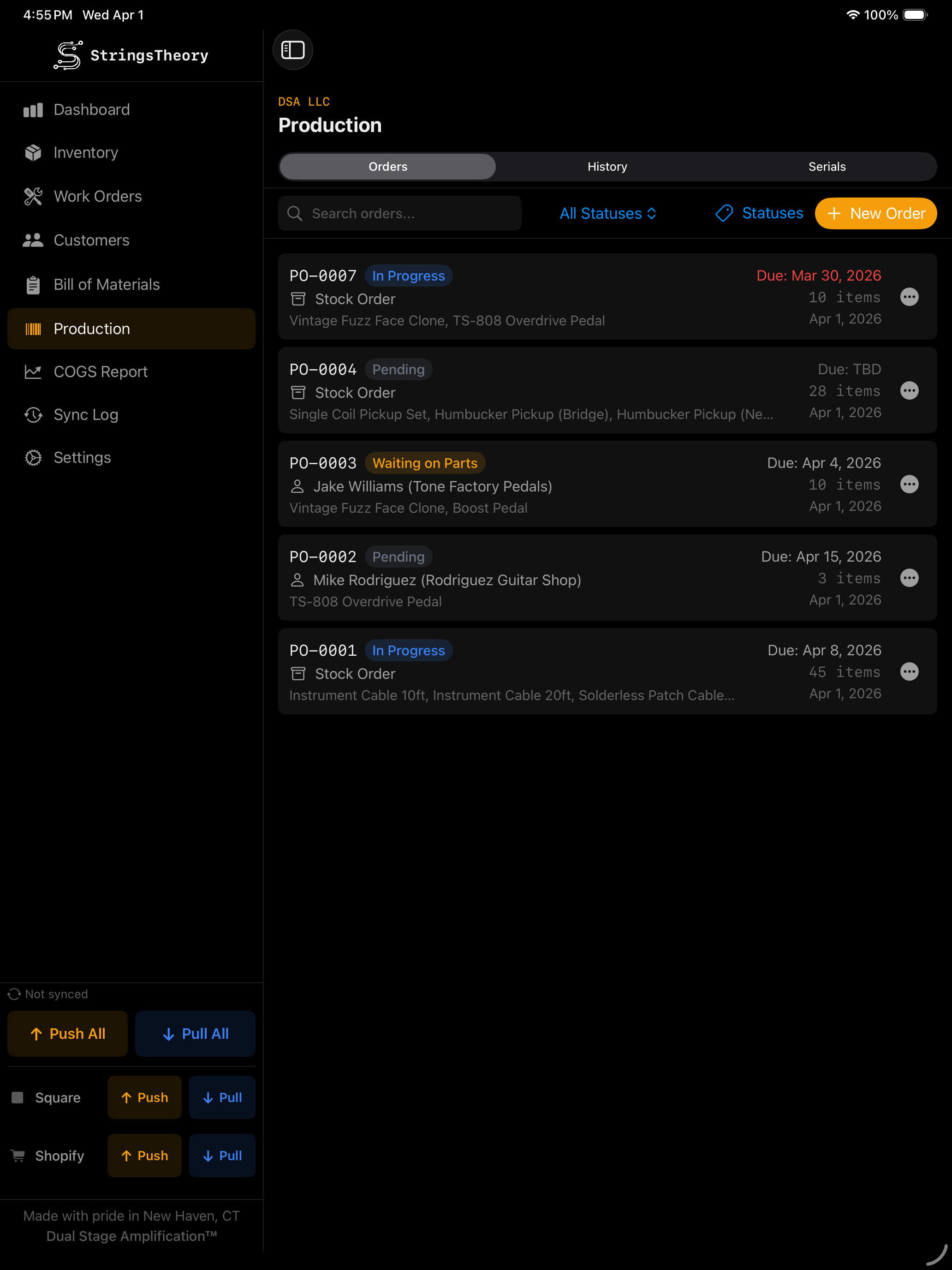 StringsTheory production tracking on iPad
