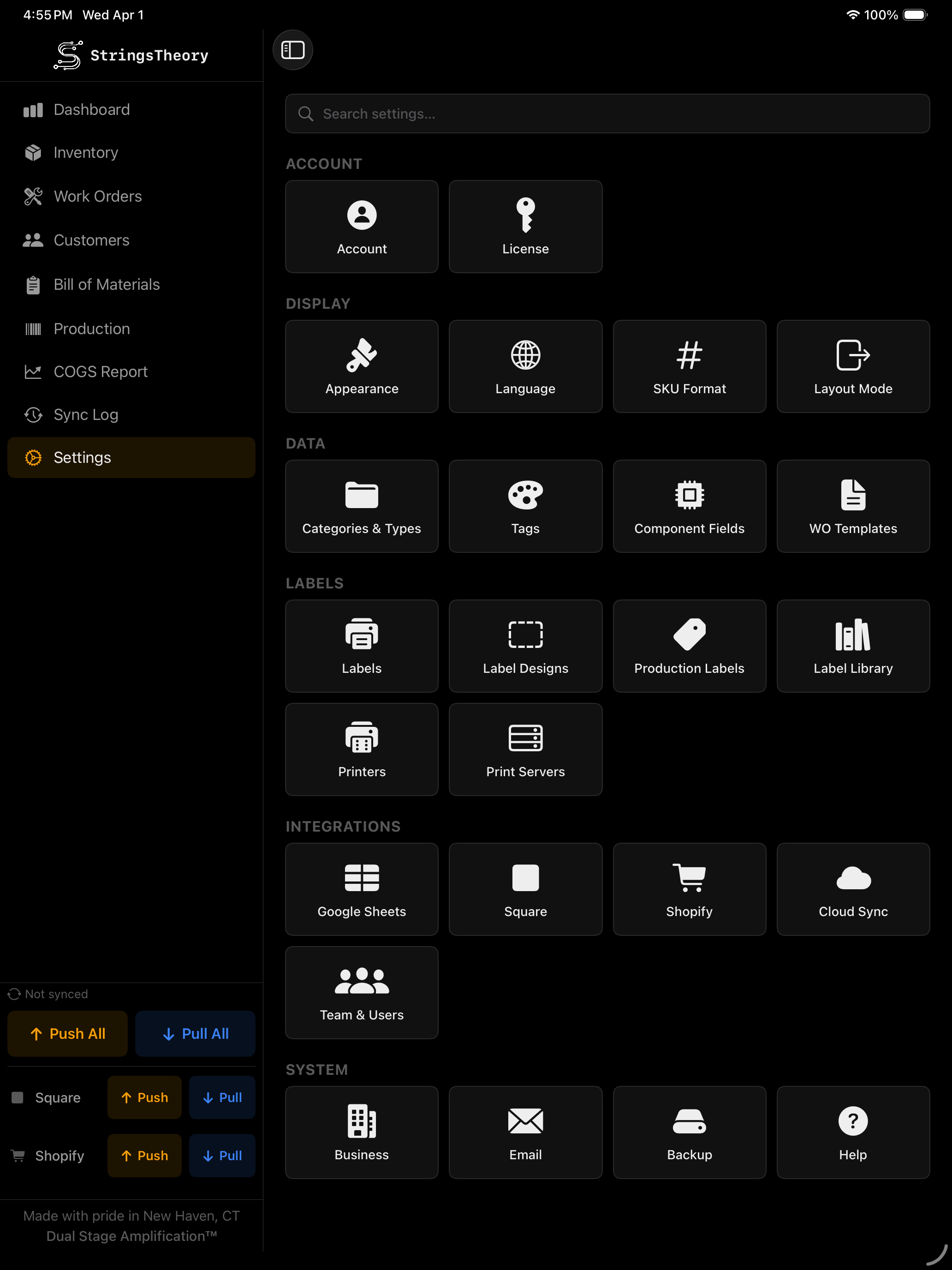 StringsTheory settings on iPad