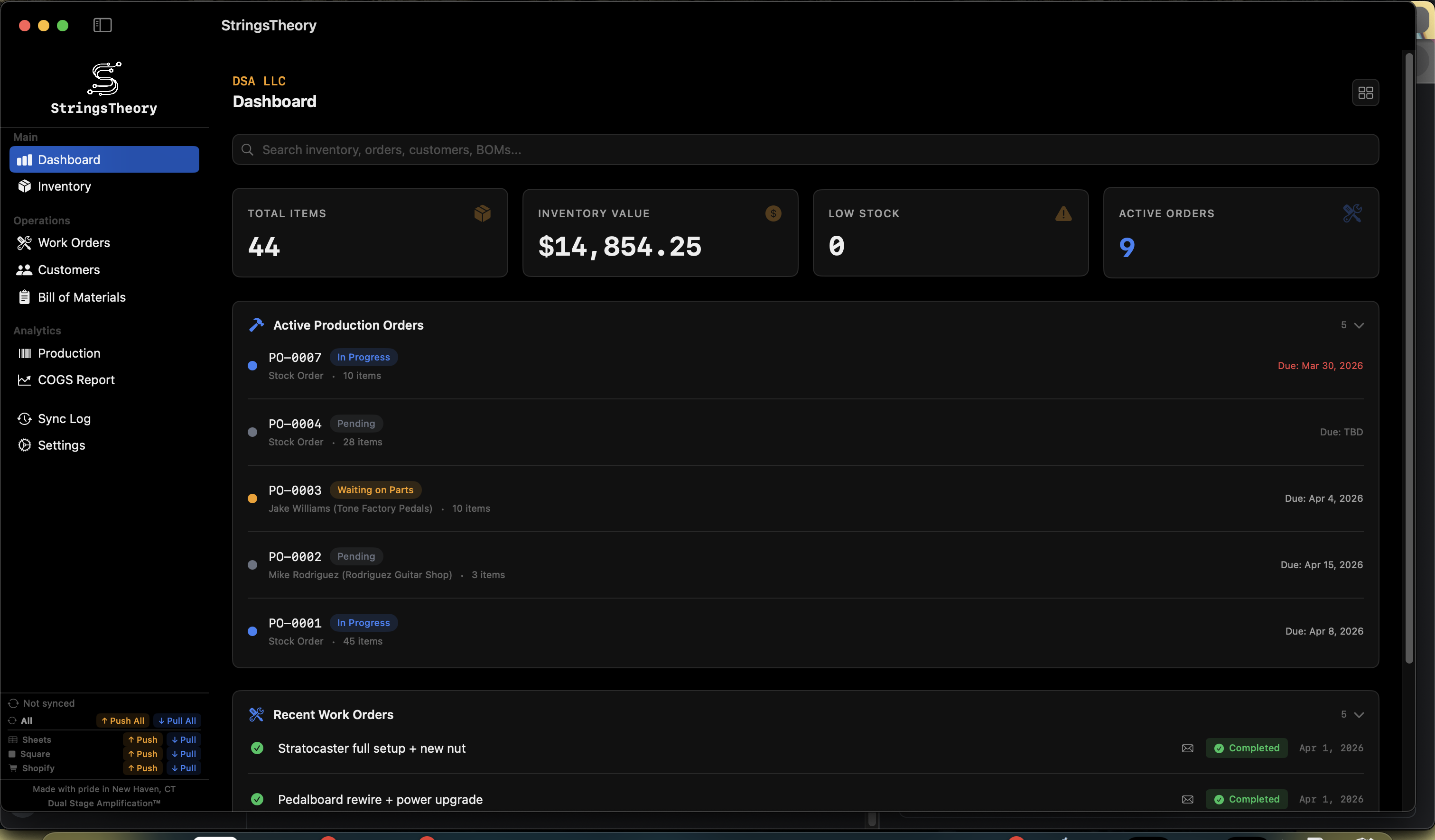 StringsTheory Dashboard on Mac