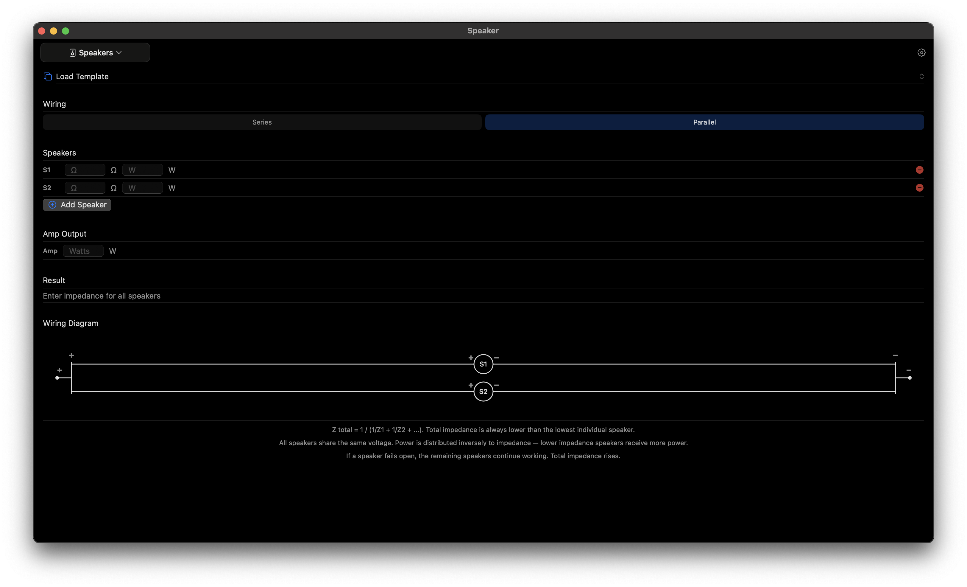 Speaker calculator on Mac